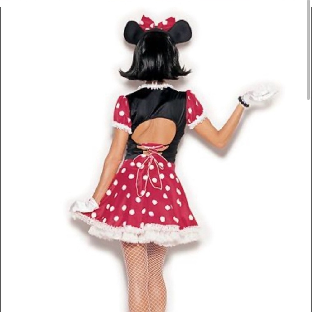 Halloween Costume  Mini Mouse Dress women size S/M red and white poke a dot, EUC